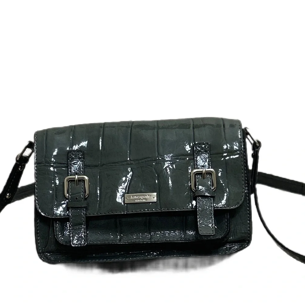 Kate Spade Knightsbridge Crossbody in Graphite Croc Patent Leather